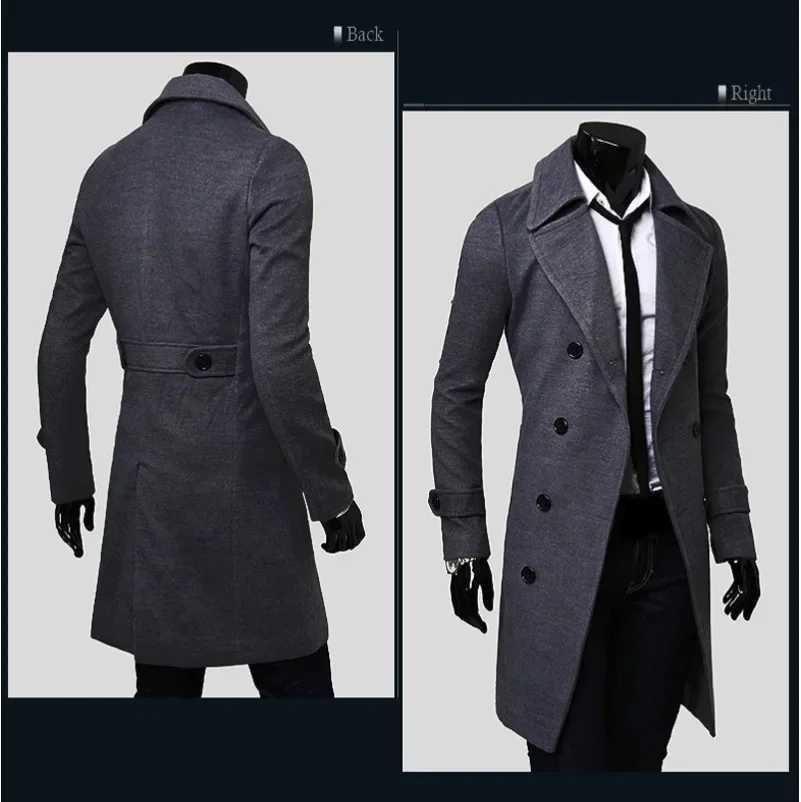 Mens Fashionable Extended Overcoat Jacket For Autumn/Winter New Arrival Cross-Border Trade Woolen Overcoat W250815
