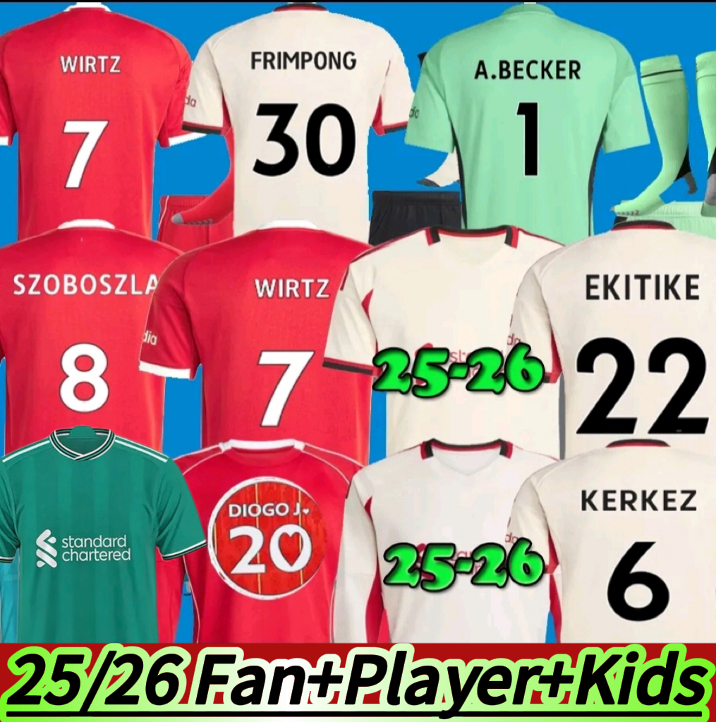 LFC 25 26 MAC ALLISTER soccer jersey DIOGO JOTA EkitikE 2025 2026 football shirt SZOBOSZLAI A.BECKER FRIMPONG Wirtz Kerkez men kids kit uniforms SALAH KERKEZ