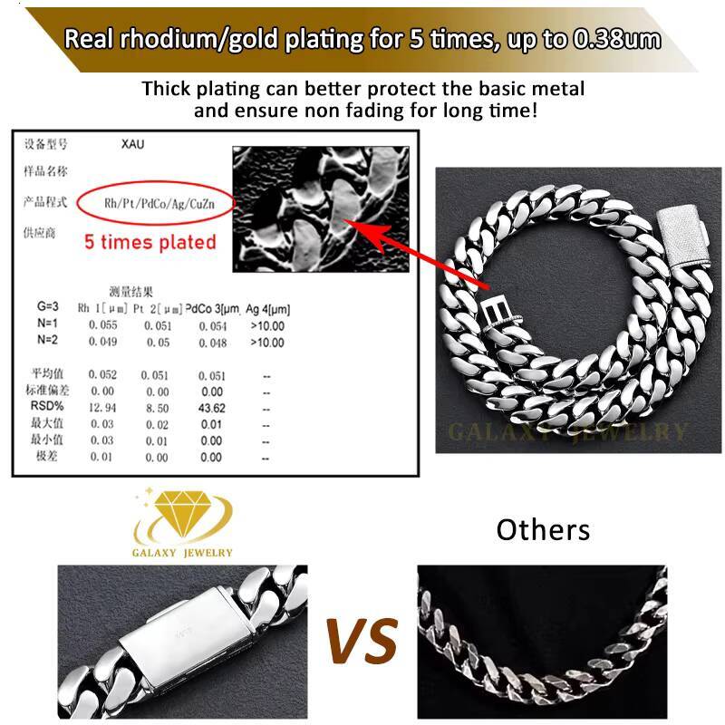 Fine Jewelry Necklaces Custom 925 Sterling Silver 18k 14k Gold Plated Hiphop Chain Plain Miani Cuban Link Chain for Men Women