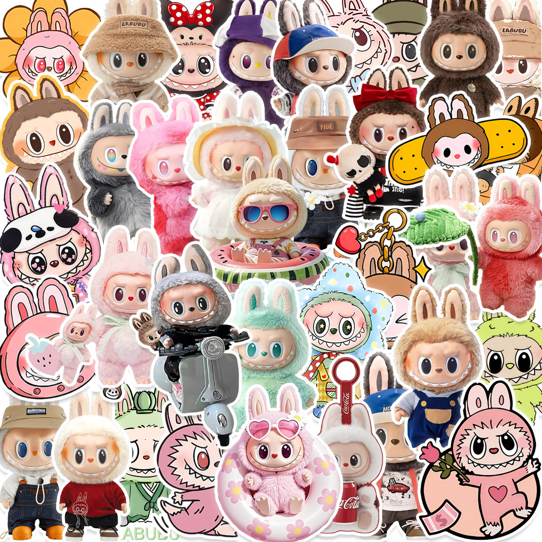 50PCS Cute Cartoon Labubu Stickers Pack For Gril Boy Children Bubu Decal Sticker To DIY Stationery Luggage Suitcase Laptop Guitar PC Water Bottles
