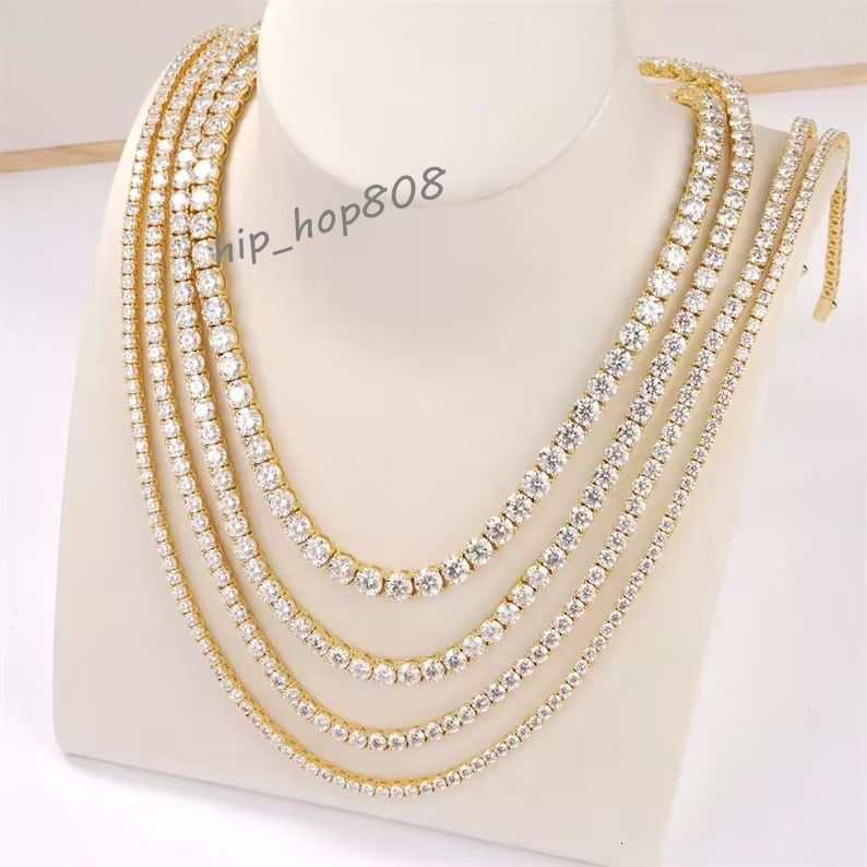 Master Rocks Jewelry Hip Hop Necklace 14k Solid Gold Iced Out 4MM VVS Moissanite Tennis Chain