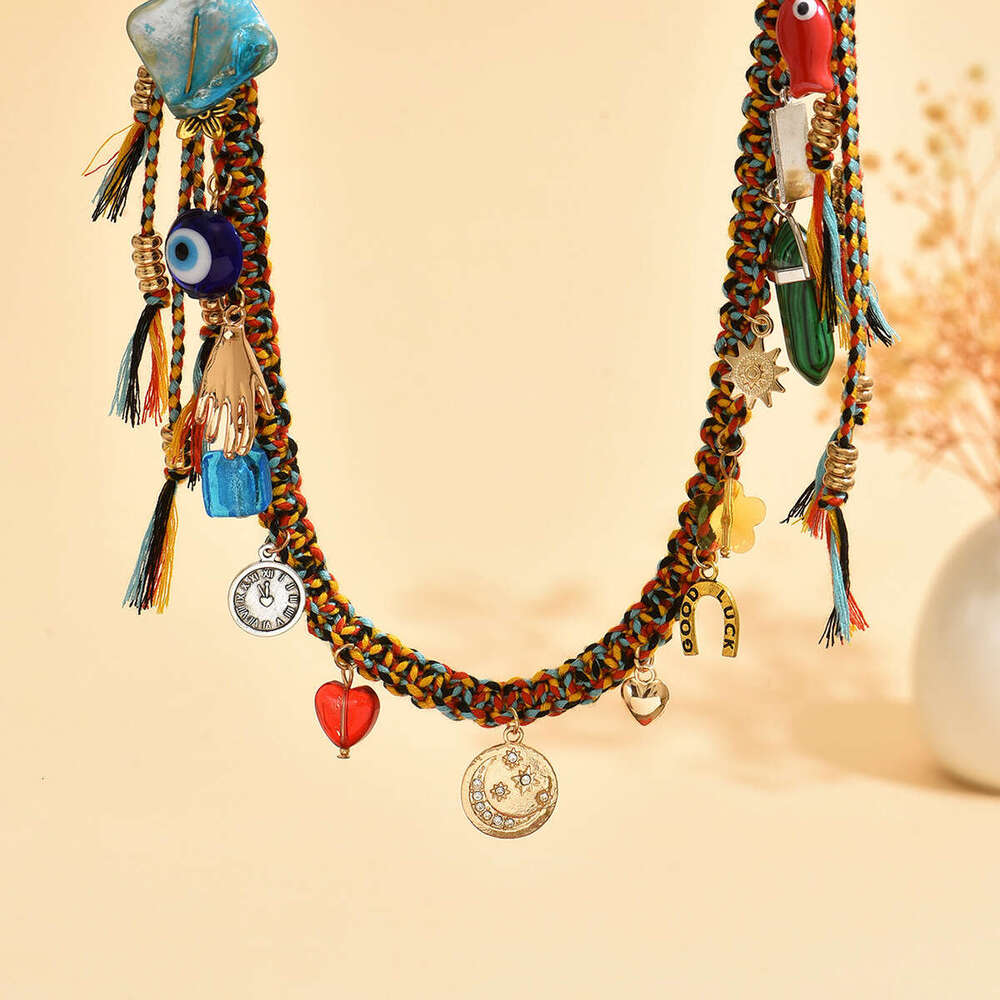 Bohemian Style Ceramic Small Fish Horseshoe Devil's Eye Keychain Backpack Chain Mother's Day Gift