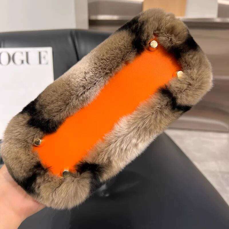 Designer bag 52 Real Rex Rabbit Fur Clutch Bag for Women, Evening Handbags, Fashion Winter Purse