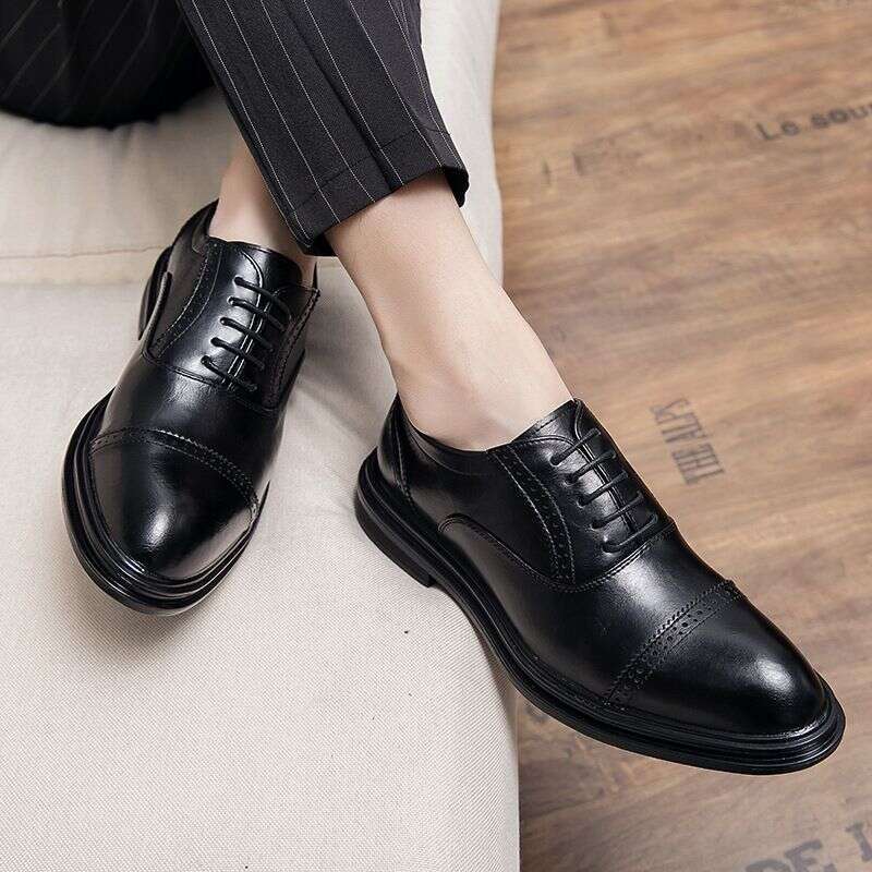 Formal Business British Style Height Increasing Pointed Toe Men's Suit Leather Spring Autumn New Wedding Shoes