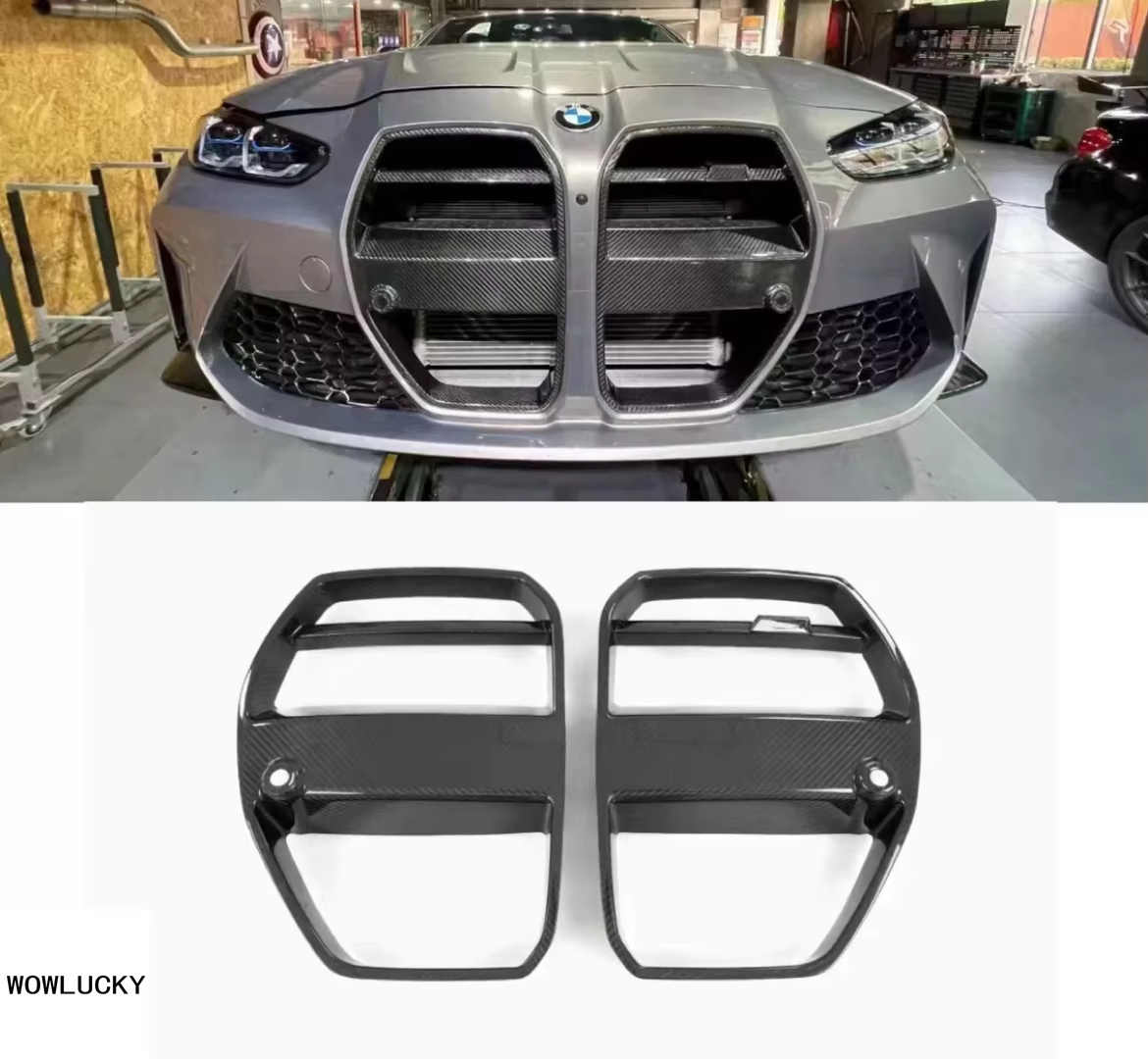 For BMW M3 M4 G80 G82 grille V Style High quality Dry Carbon Fiber Car Front Bumper Intake Grills Bumper Air Intake