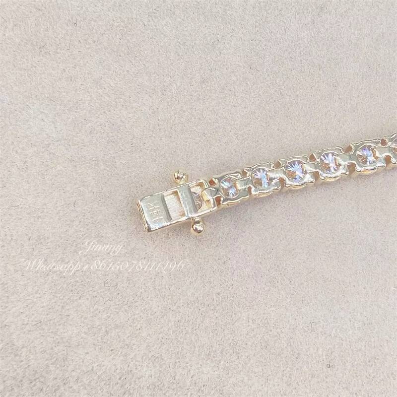 Wholesale Hip Hop Jewelry 10K Real Yellow White Rose Gold VVS Moissanite Diamond Iced Out Custom Tennis Bracelets
