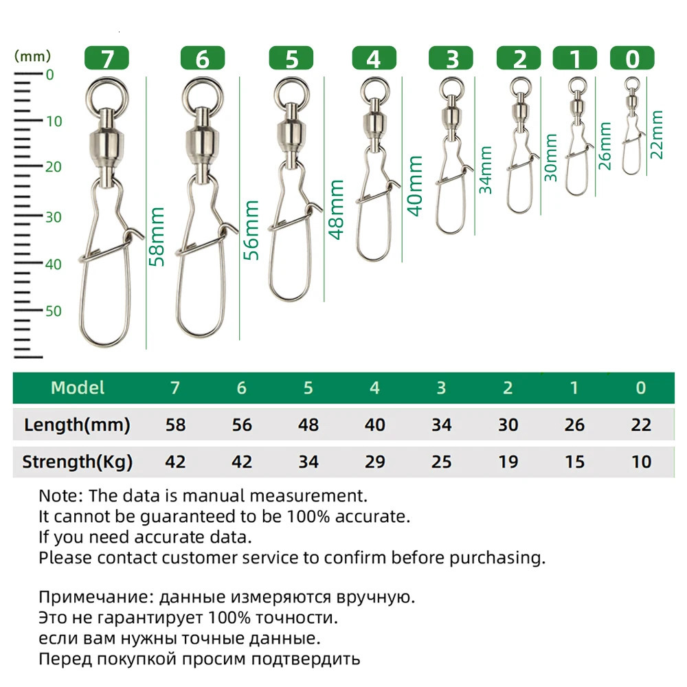 DNDYUJU 10X100X Fishing Lure Connector Ball Bearing Rolling Swivel Stainless Steel Snap Fast Pin Fish Accessories 250807