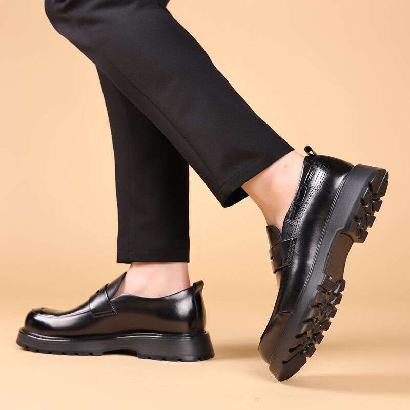 Casual Style One Foot Loafers, Leather Leather, Business Thick Soled Men's Shoes, Bean Shoes