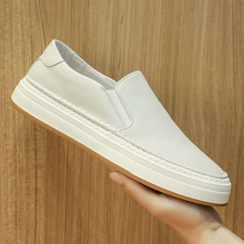 Trendy Men's Loafers, Genuine Leather Low Cut Bean Lazy Versatile Flat Shoes, Odor And Anti Slip Korean Casual Shoes