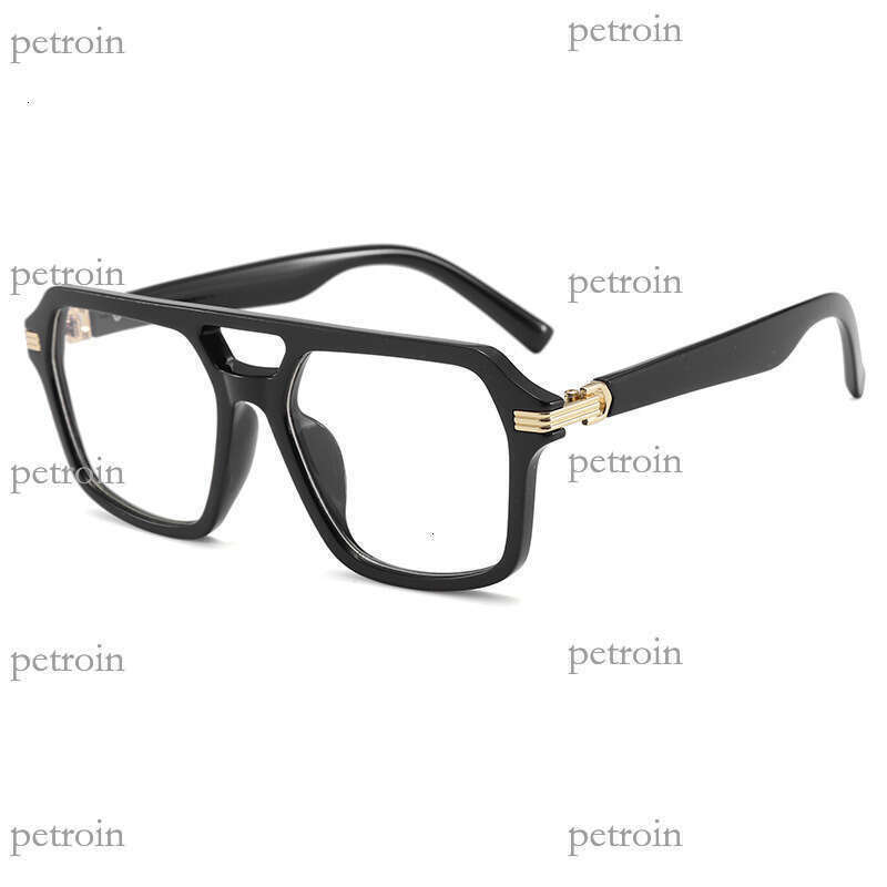 New Men's Double Bridge Square Sunglasses Fashion Trend Optical Frame Anti-Blue Light Plain Glasses Can Be Customized with Prescription