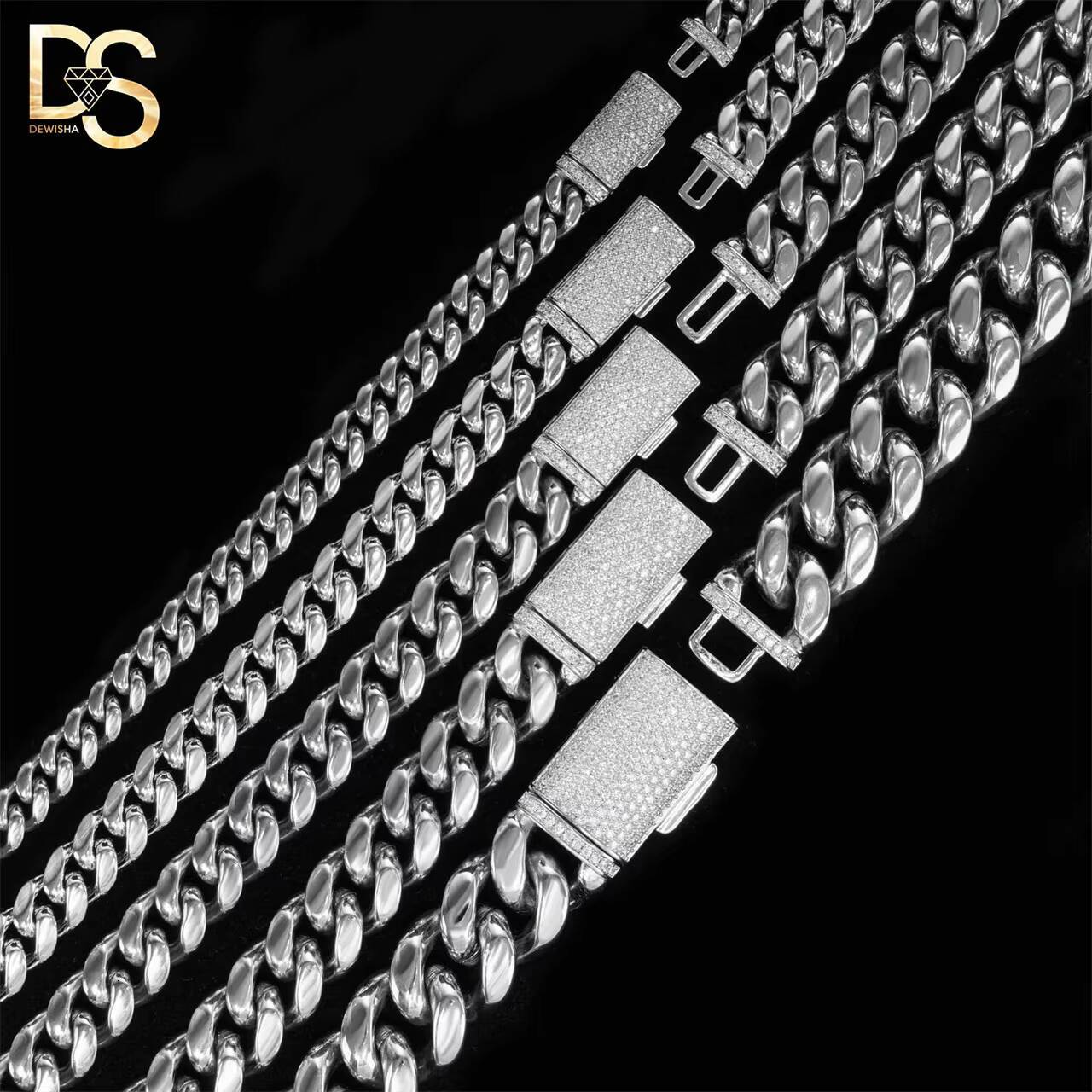 Cheap Price 14k Gold Plated Stainless Steel Cuban Link Chain Clasp Iced Out Diamond Miami Bracelet Necklace