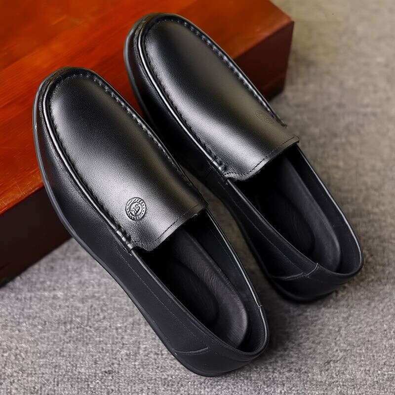 One Foot Korean Version Genuine Breathable Soft Sole British Fashion Casual Bean Le Fu Men's Leather Shoes