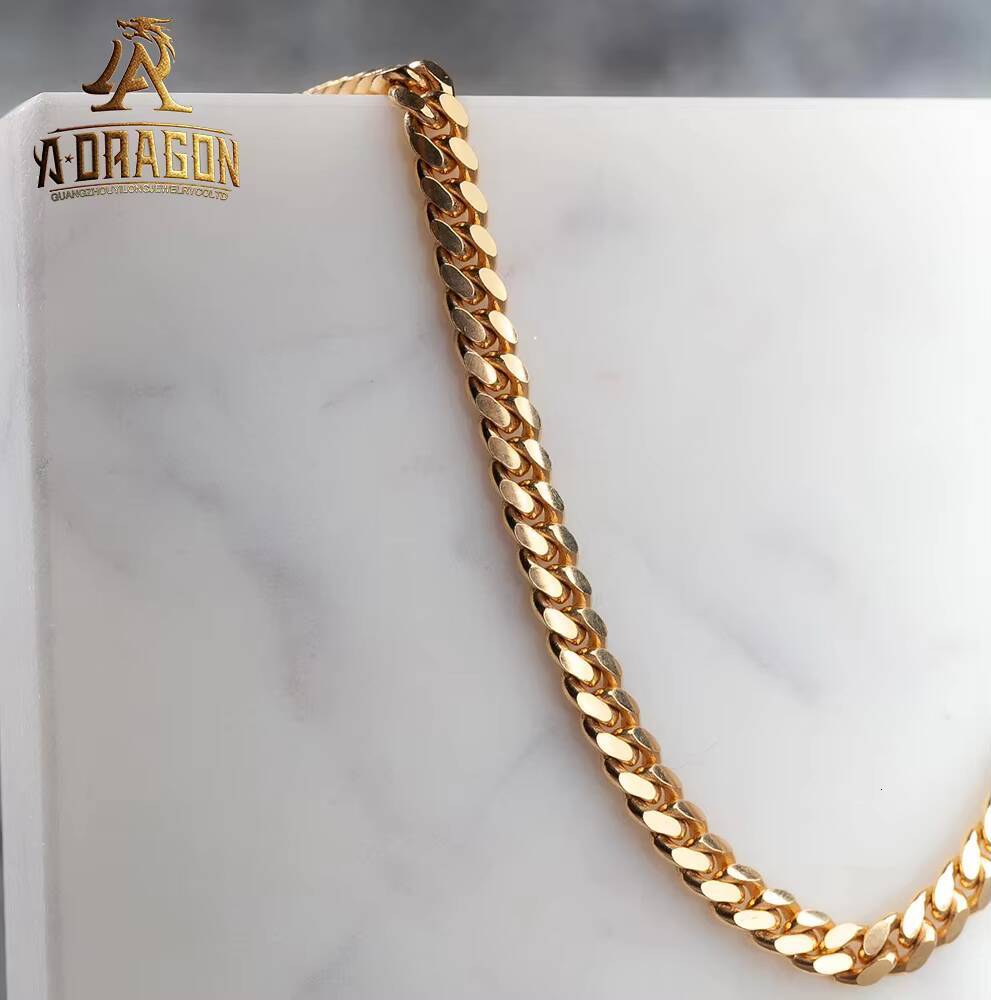 Custom VVS Moissanite Diamond Clasp 18K Gold Filled 6-18mm Silver Miami Cuban Link Chain