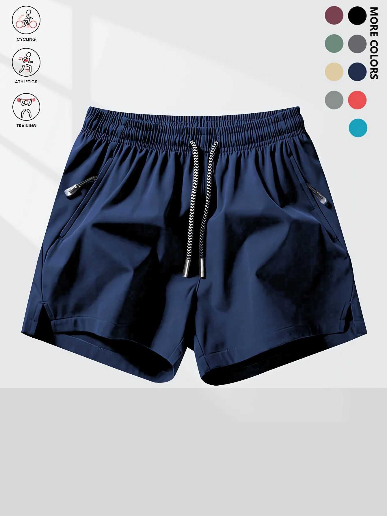 Summer beach volleyball badminton basketball sports new ice silk breathable solid color drawstring shorts men wear thin loose sp Y250814