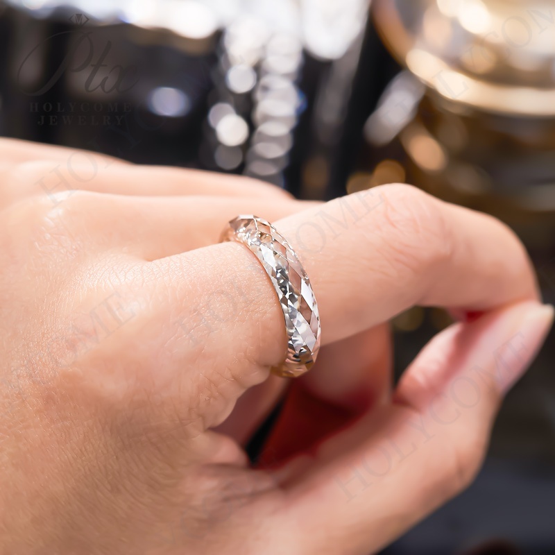 Pass Diamond Tester Faceted Moissanite Ring Unique Champagne Fashion Charm Jewelry Hand Carved Crafts Gifts Women Men Customized Ring