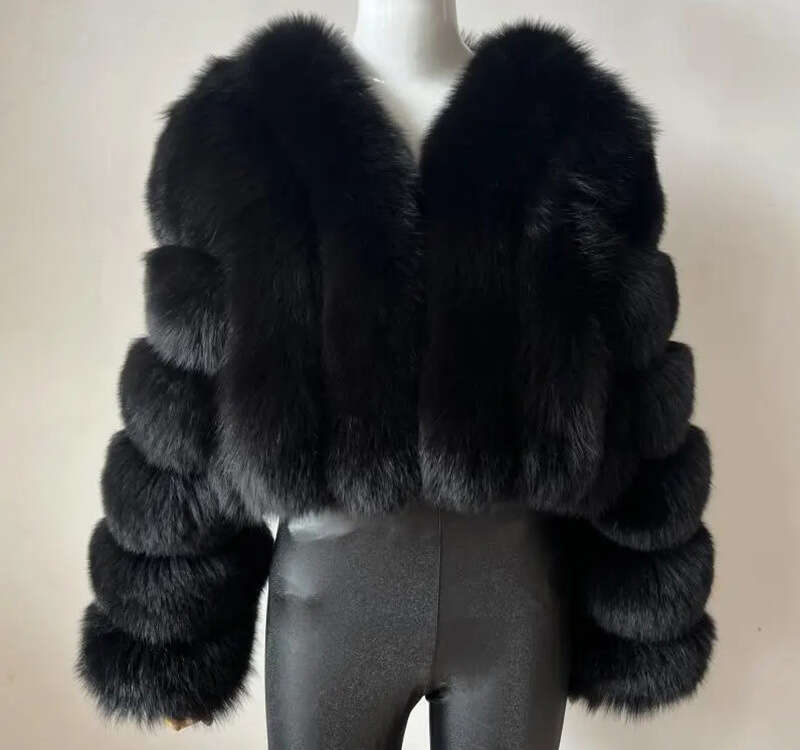 Faux Fox Fur Coat V-Neck Winter Woman Long Sleeve Warm Winter Coat Women Fashion Luxury New Fur Jacket