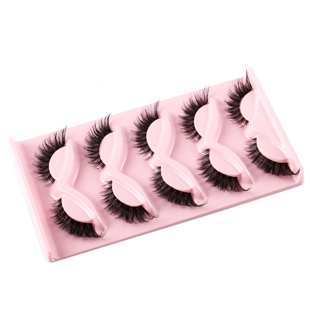 5 Pairs Cat Eye Lashes Faux Mink Eyelashes Natural long Manga Winged End Elongated Makeup 250811