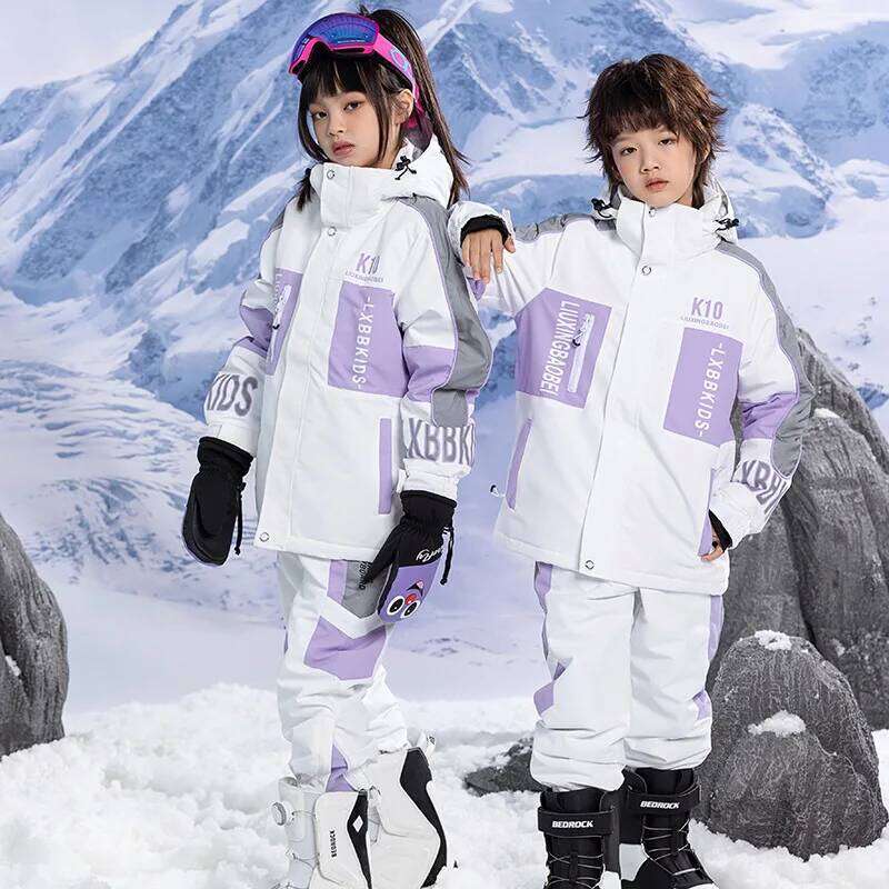 New Children Thermal Ski Suit Boys Girls Skiing Jacket Pants Set Windproof Waterproof Snowboarding Clothes Snowsuit Teenagers