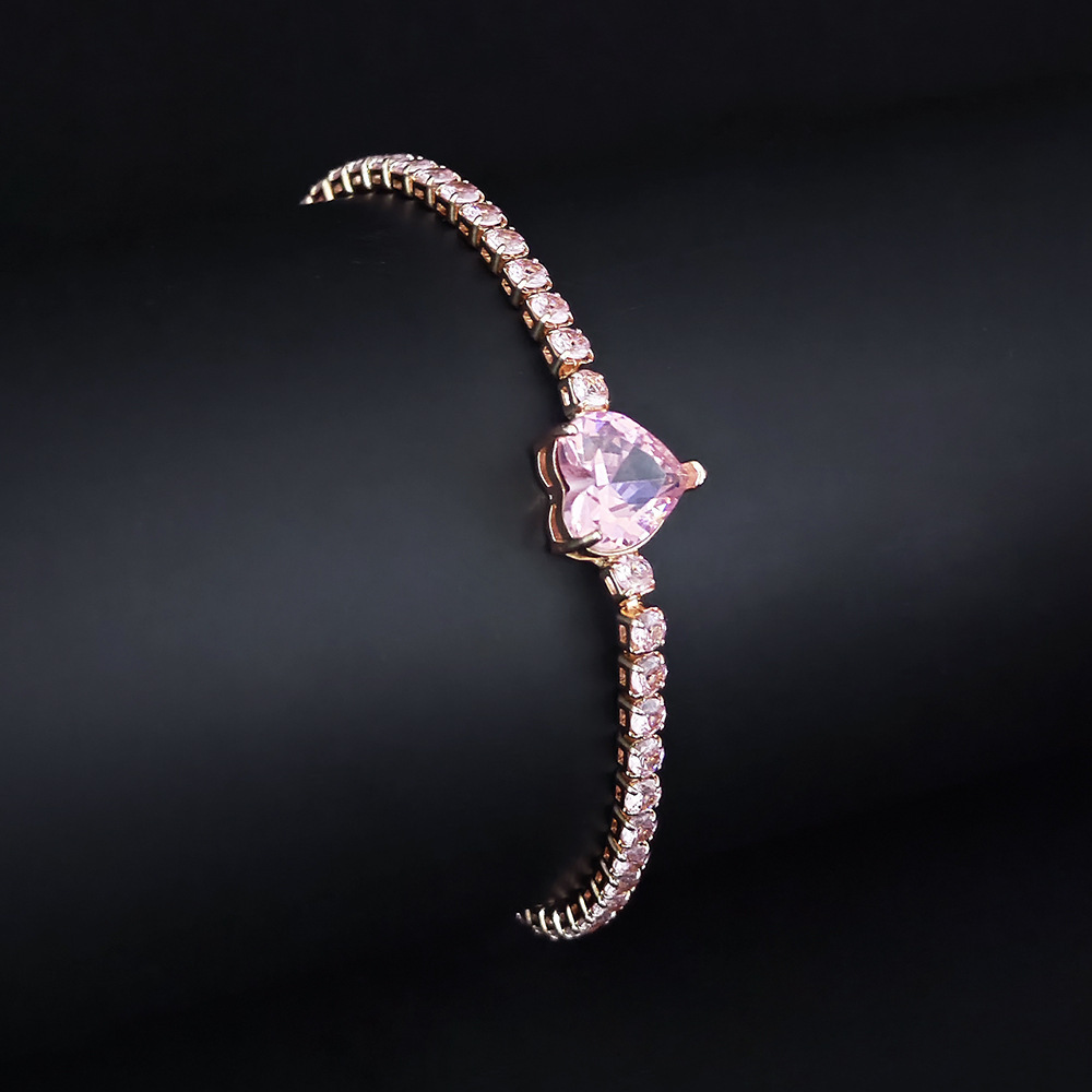 New Fashionable High-End Pink Heart Bracelet Adjustable Drawstring Jewelry Accessory s8481