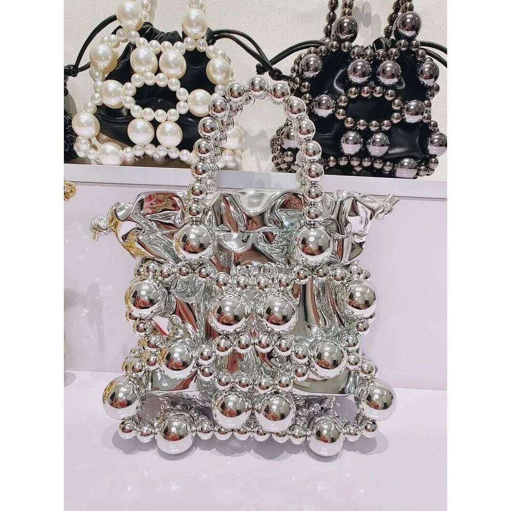 Designer bag 52 Beads Beading Handmade Women's Handbag String Pocket Bucket Fashion Evening Wedding Clutch Purse Shoulder Bag