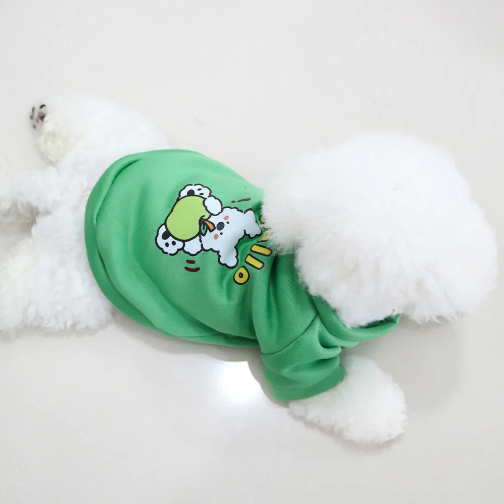 Autumn and winter pet clothes cute little dog cartoon round neck hoodie with plush super cat universal 250814