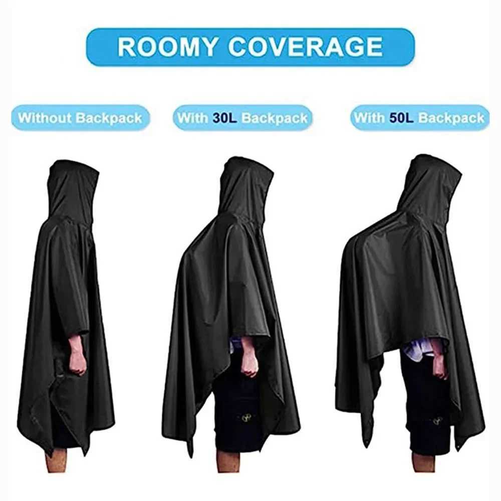 Outdoor 3in1 Hooded Waterproof Military Raincoat Poncho Motorcycle Camping Hiking Travel Rain Cover Tent Y250814
