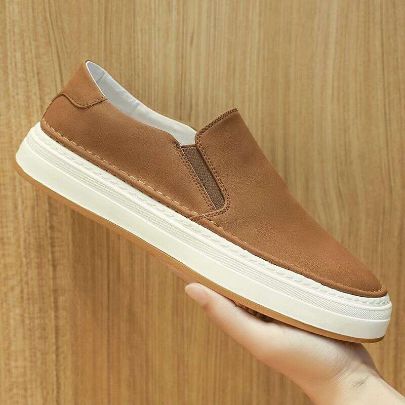 Trendy Men's Loafers, Genuine Leather Low Cut Bean Lazy Versatile Flat Shoes, Odor And Anti Slip Korean Casual Shoes