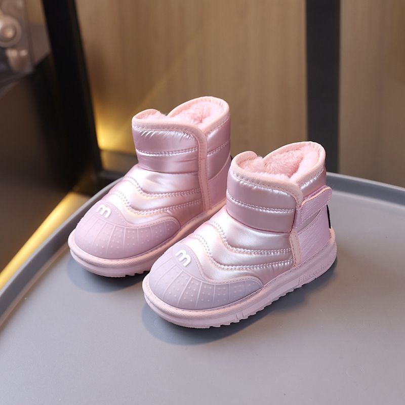 Winter Kids Boots Youth Cotton Shoes Fashion Kidsnest Boys Girls Ankle Boots Soft Bottom Warm Student Boot Silver Black Pink Sizes US 9C-5Y