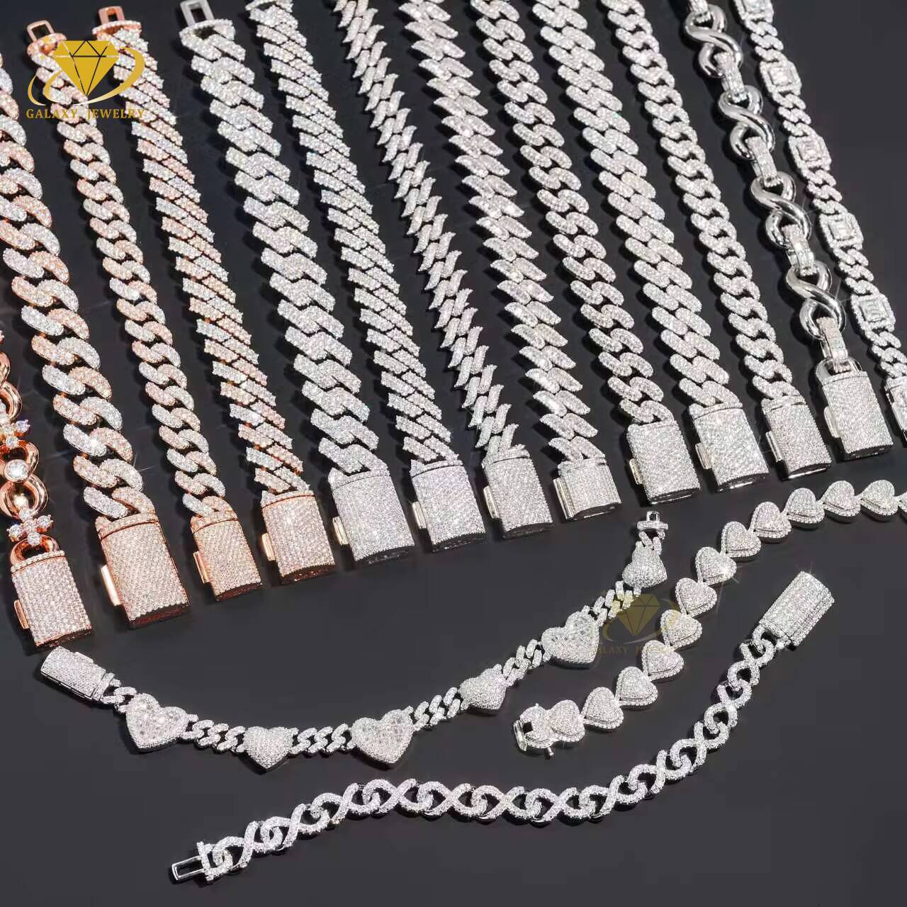 Hiphop Iced Out Cuban 1-3rows 6mm-20mm Bracelet Necklace Mens Jewelry GRA Certificate Custom Classic Prong Cuban Link Chain