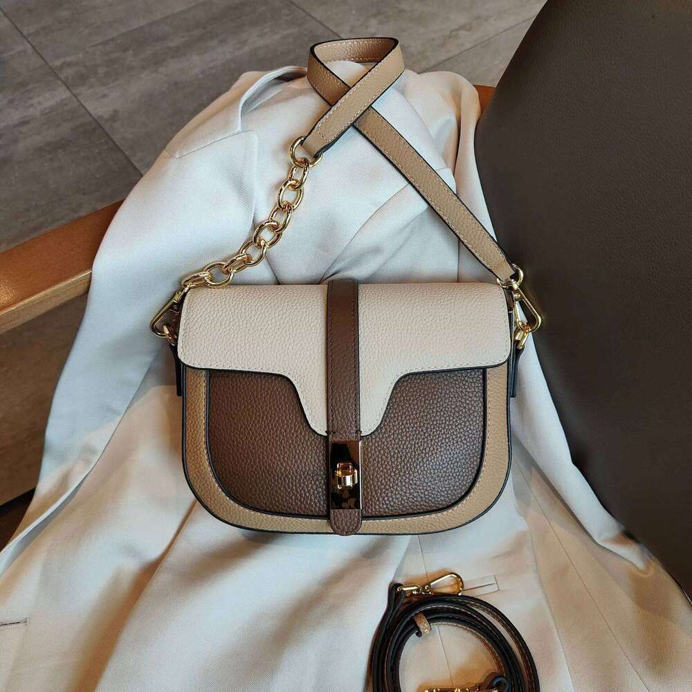 Designer Bags 2024 New Collision Color Underarm Saddle Genuine Leather Women's Head Layer Cowhide Single Shoulder Crossbody Bag Luxury Bag
