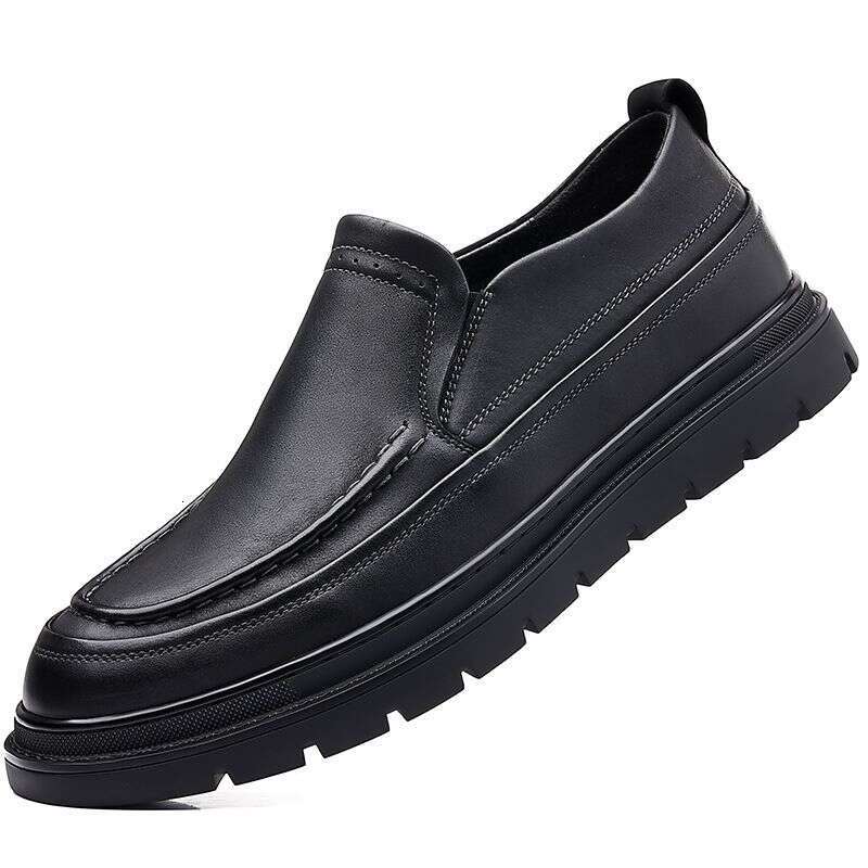 Autumn New Business Genuine Leather Thick Soles Casual Height Increase. Men's Shoes With British Style Loafers Are