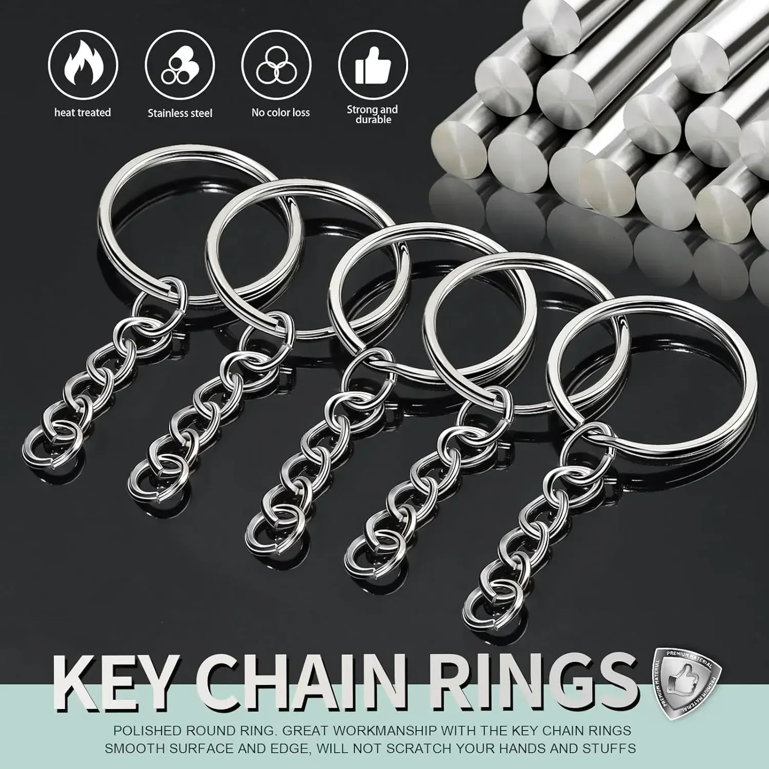 Silver Plated Metal Blank Keyring Keychain Split Ring Keyfob Key Holder Men DIY Chains Accessories 250811