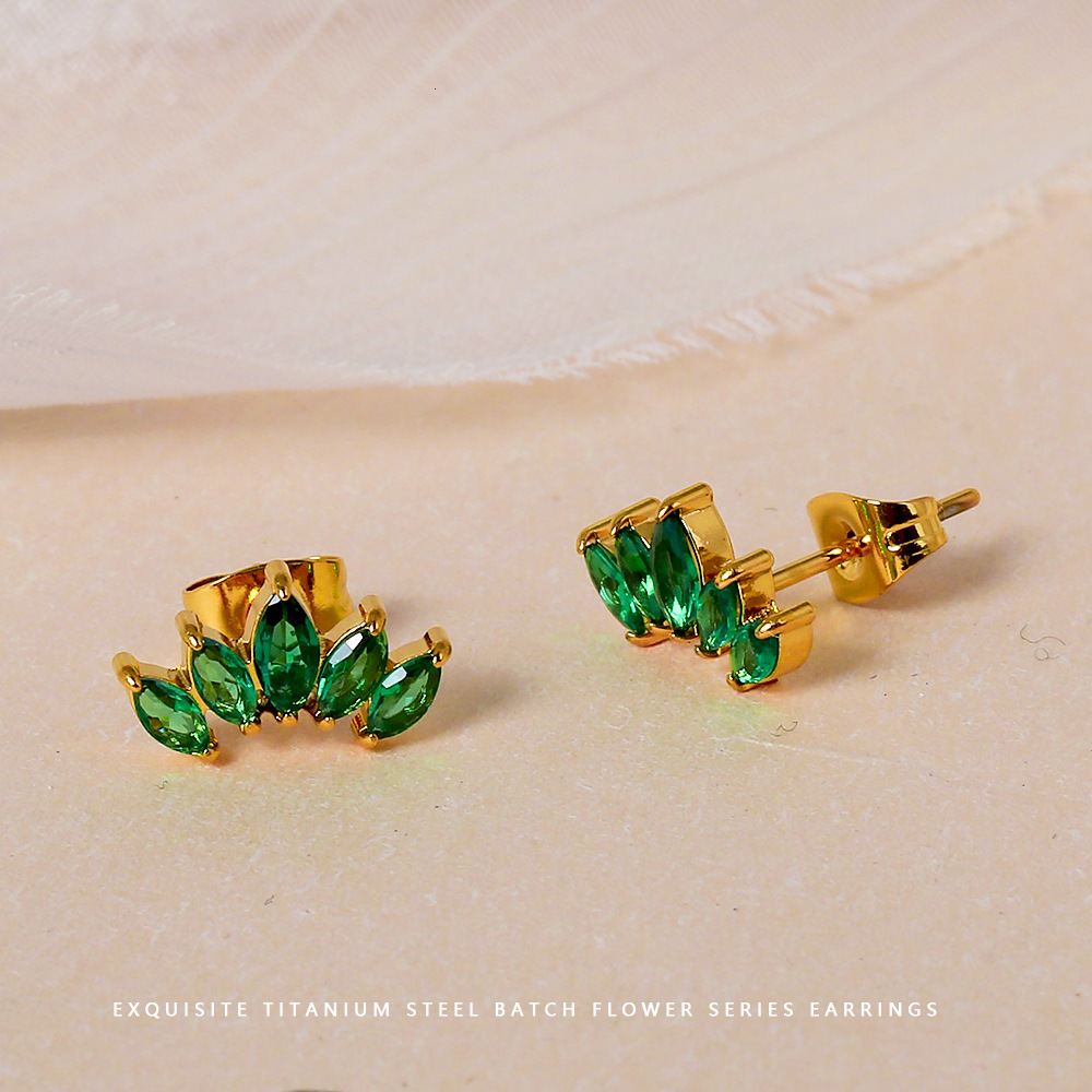 Red Petal Zircon for Women Fashion Versatile High-end Titanium Alloy Stainless Beach Steel Earrings Eco-friendly Color Jewelry for Women