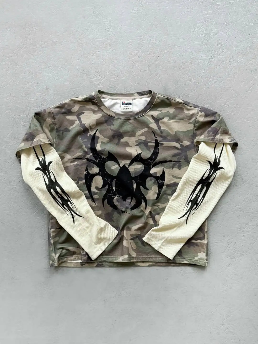 Street Hip-hop Fashion Camouflage Retro Loose Long Sleeve Men Y2K Harajuku Punk Goth Casual Oversized Top Women 250809