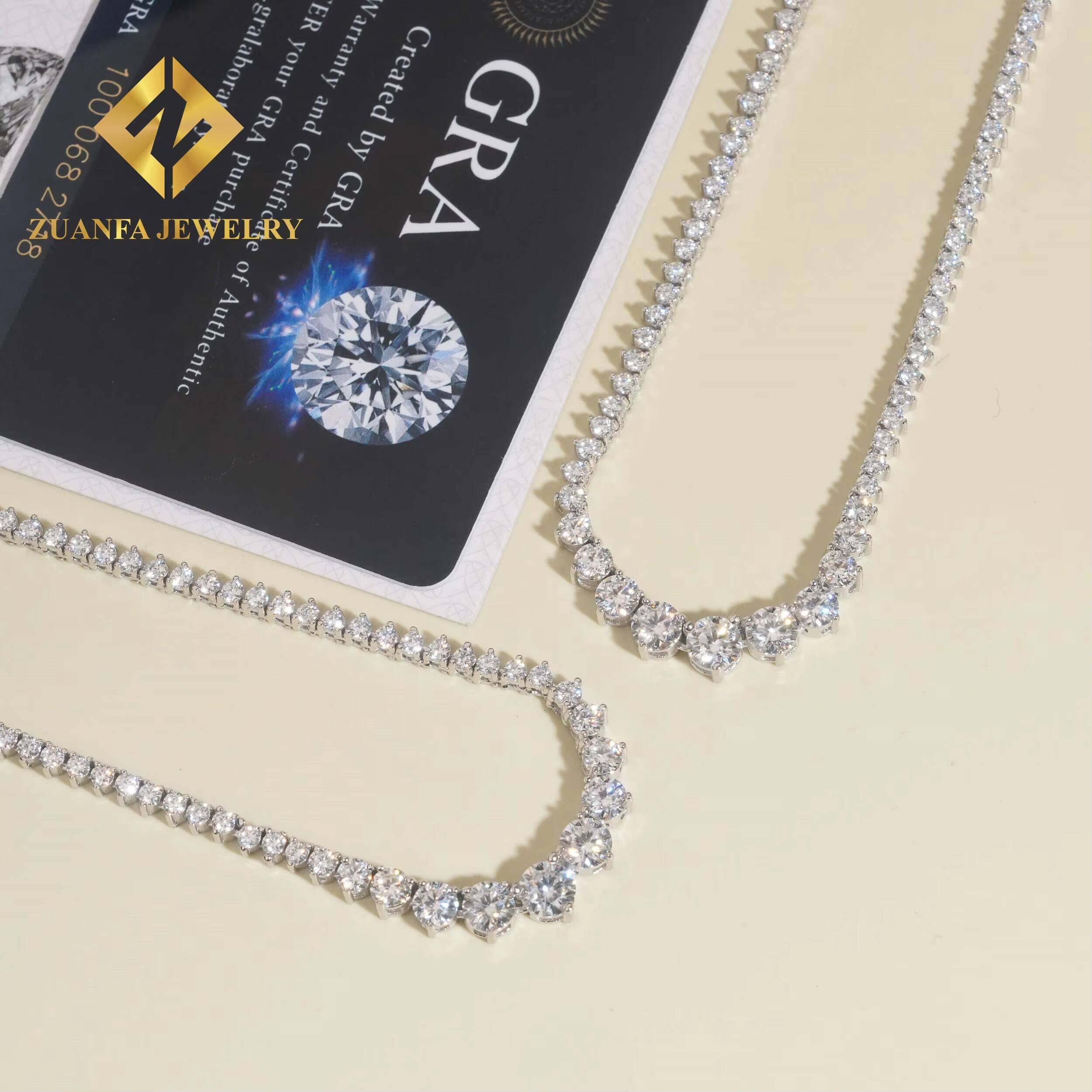 Hot Sale Tennis Chain 925 Sterling Silver Bracelet Pass Diamond Tester GRA Certified VVS Moissanite Chock Necklace