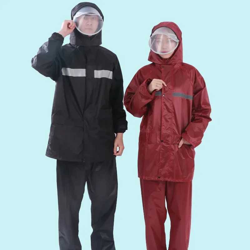 Full Body Raincoat And Rainpants Suit for Electric Bicycle Motorcycle Reflective Split Design for Takeaway Storm Protection Y250814