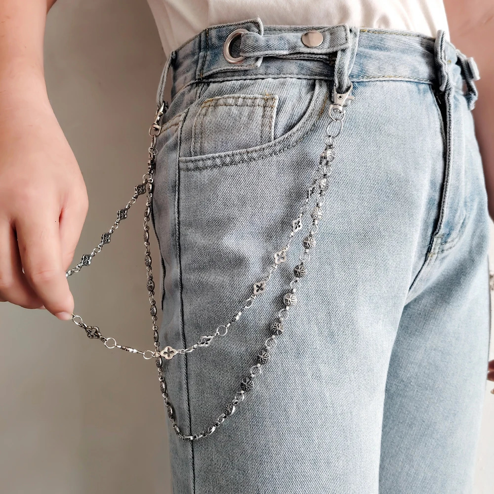 A Alloy Lucky Tree Jeans Chain Hip-Hop Stylish Punk Dark Double-Layer Waist Chain Handsome and Cool Unisex Accessories 250814