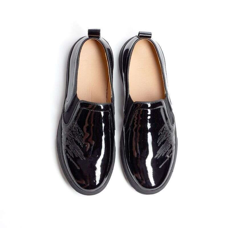 Factory wholesale men's round toe loafers slip on genuine cowhide patent shiny casual leather shoes cross border supply