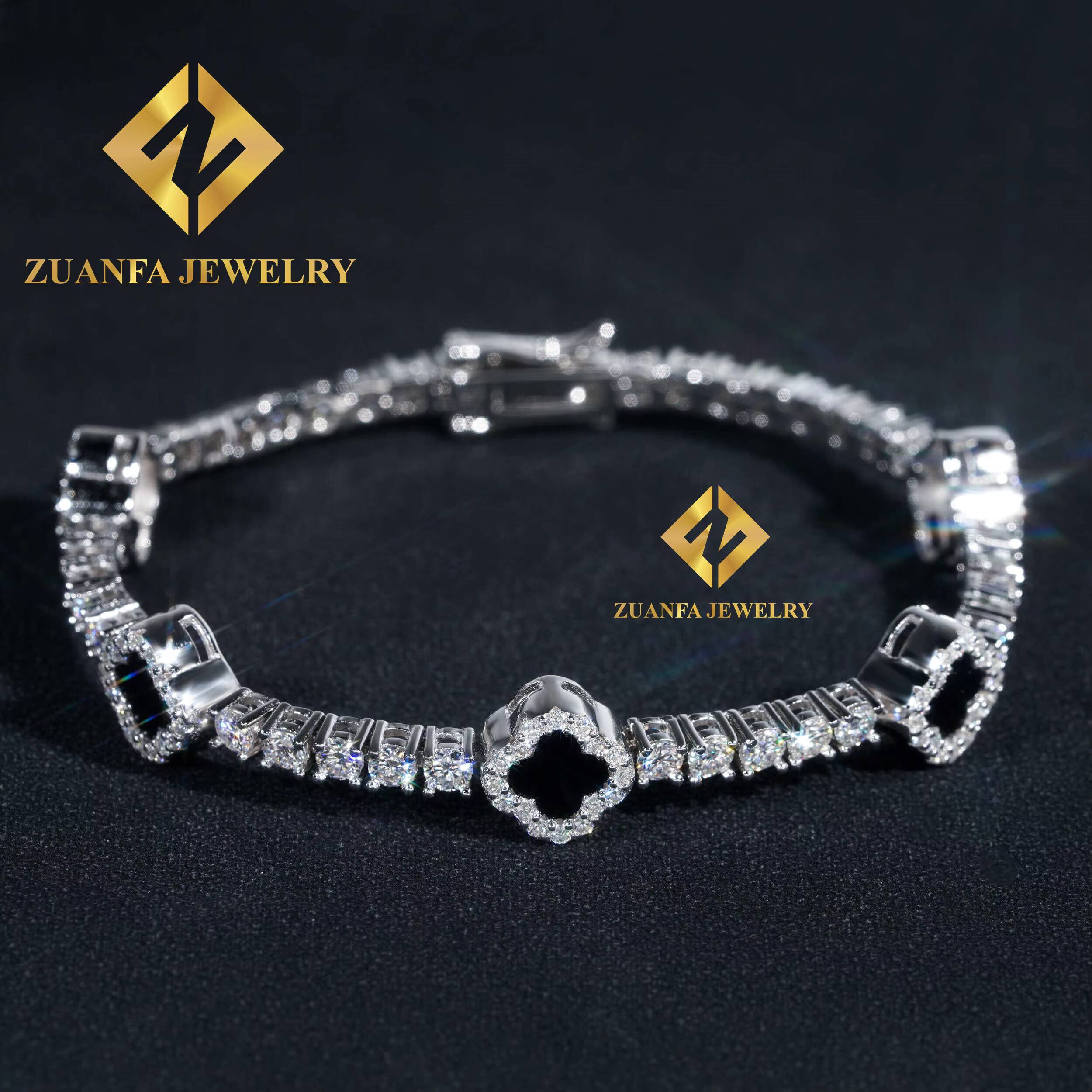 48H Shipping Fine Jewelry Hot Sale Agate Clover Bracelets Sterling Silver 925 Gold Plated Moissanite Tennis Chains Bracelet