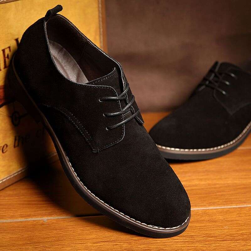 Plus Size Men's Genuine Business Casual Shoes Pure British Style Suede Leather Middle-aged And Elderly