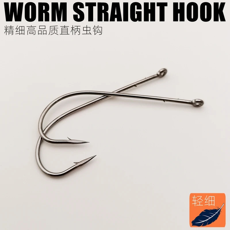 Mr JigginG 10pcs Straight Shank Worm Hooks Round Bend High Carbon Steel Inline Bass Hook With Soft Baits Texas Rig Fish Tackle 250807
