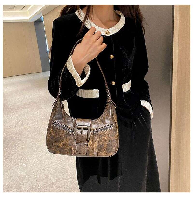 New women's motorcycle handbag armpit shoulder bag wear-resistant waterproof PU