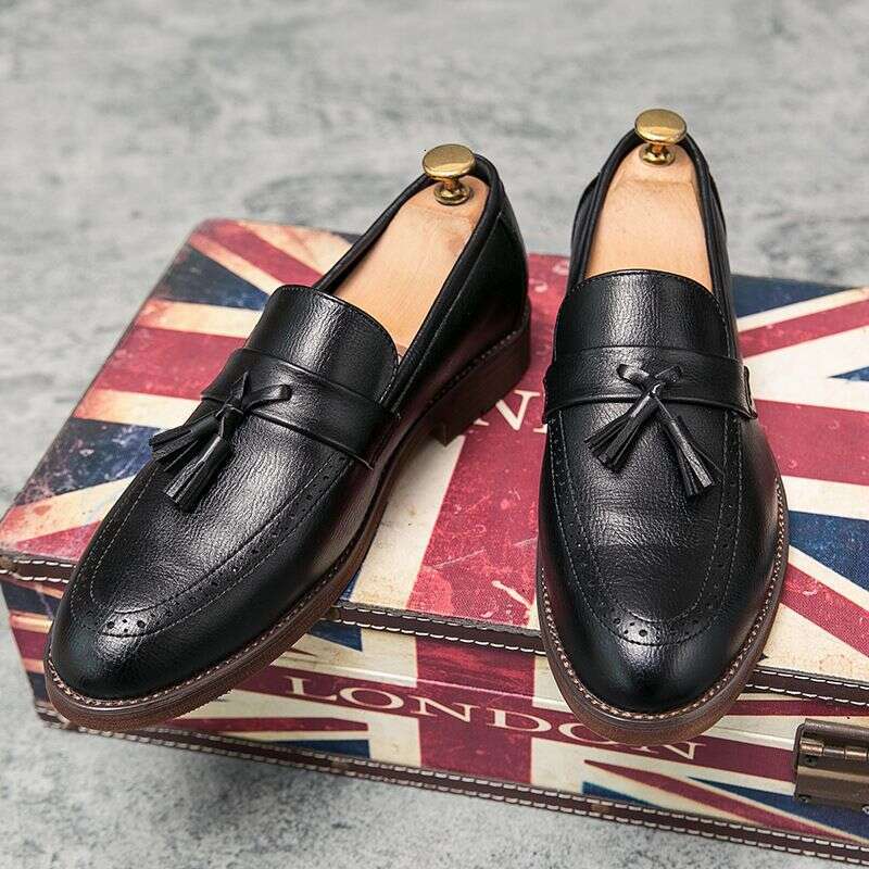 Casual Hairstylist Pointed Toe Korean Men's British Style Large Size Leather Shoes