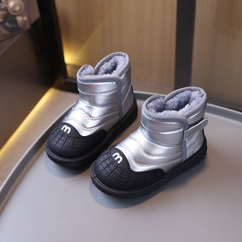 Winter Kids Boots Youth Cotton Shoes Fashion Kidsnest Boys Girls Ankle Boots Soft Bottom Warm Student Boot Silver Black Pink Sizes US 9C-5Y