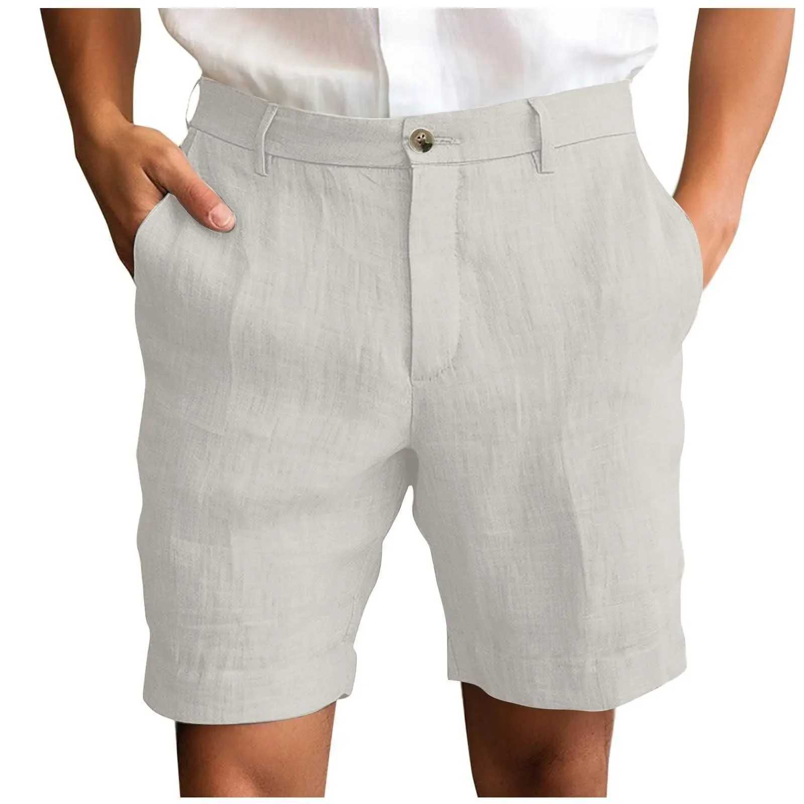 2025 Summer Cotton Linen Shorts for Men Solid Casual Button Pocket Beach Shorts Mens Comfortable Simple Vacation Leiture Pants Y250814