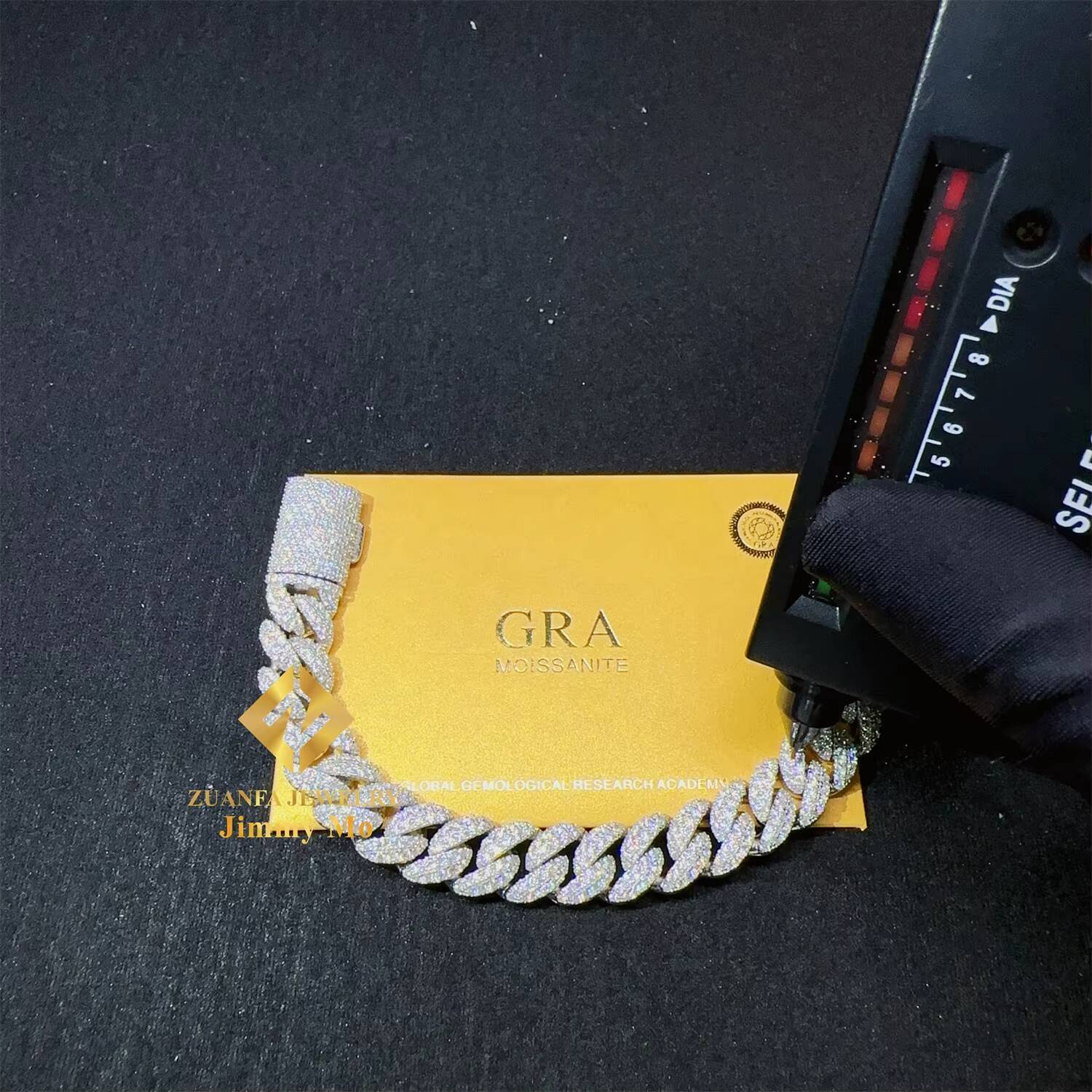 12mm Width Drop Shipping 925 Sterling Silver White Gold Plated VVS Moissanite Iced Out Hip Hop Cuban Link Bracelet