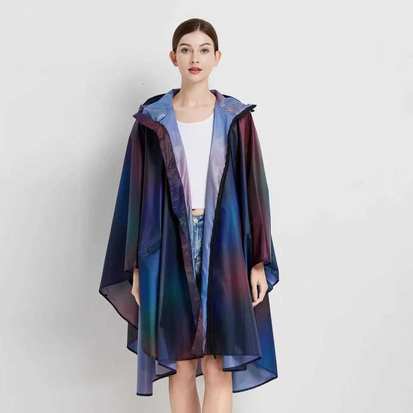 Fashion Big Size Women Colorful Raincoat Rain Coat Poncho Ladies Waterproof Biker Cloak Raincoats Adults Windproof Rainwear Y250814
