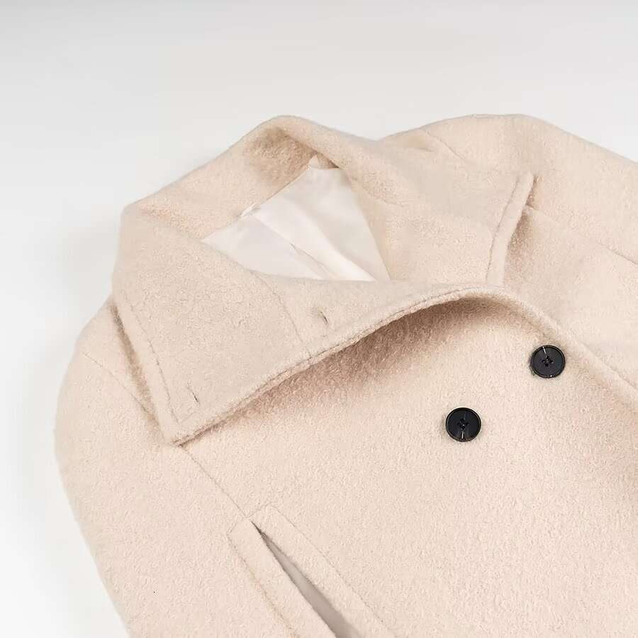 New Fashion High-necked Woolen Sleeveless Warm Windbreaker Double Breasted Capes Trench Vintage Female Chic Lady Outfits