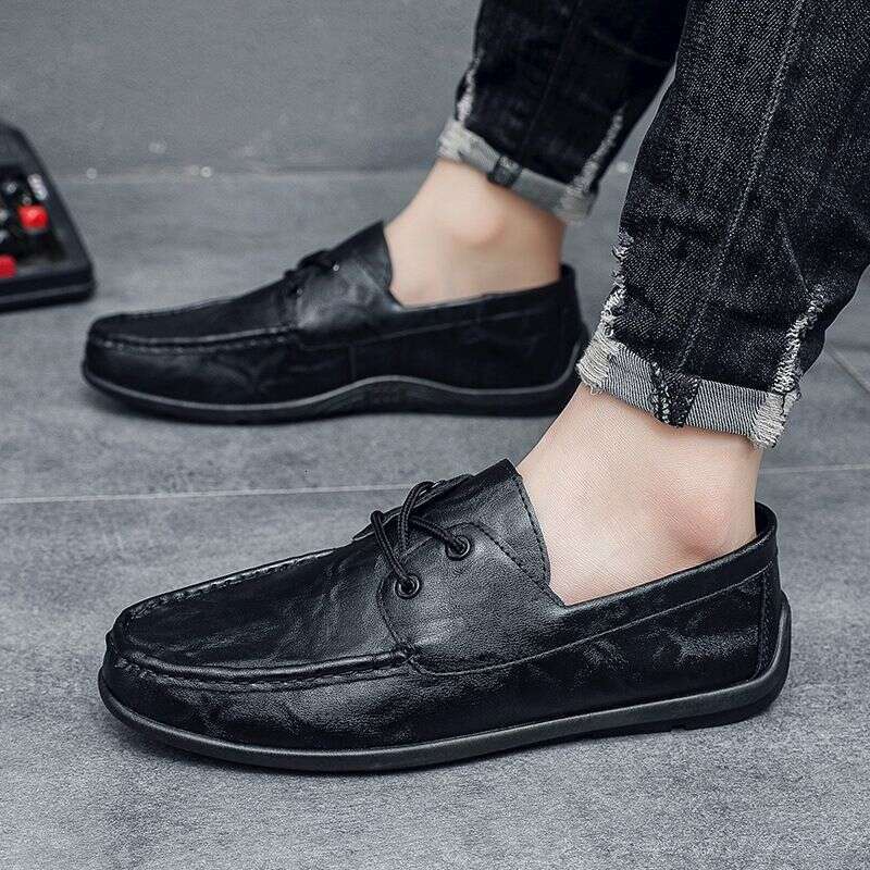 2025 Lace Up Bean Men's Casual Leather Shoes, One Foot Driving, British Fashion Business Loafers Shoes 60Cf