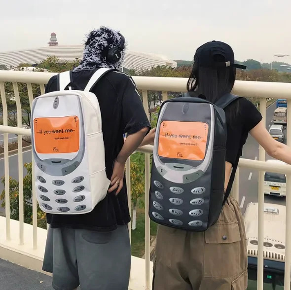 Personality Vintage Telephone Bags Y2k Aesthetic Streetwear Women Students Schoolbags High-capacity Funny Ins Backpacks Men 250809